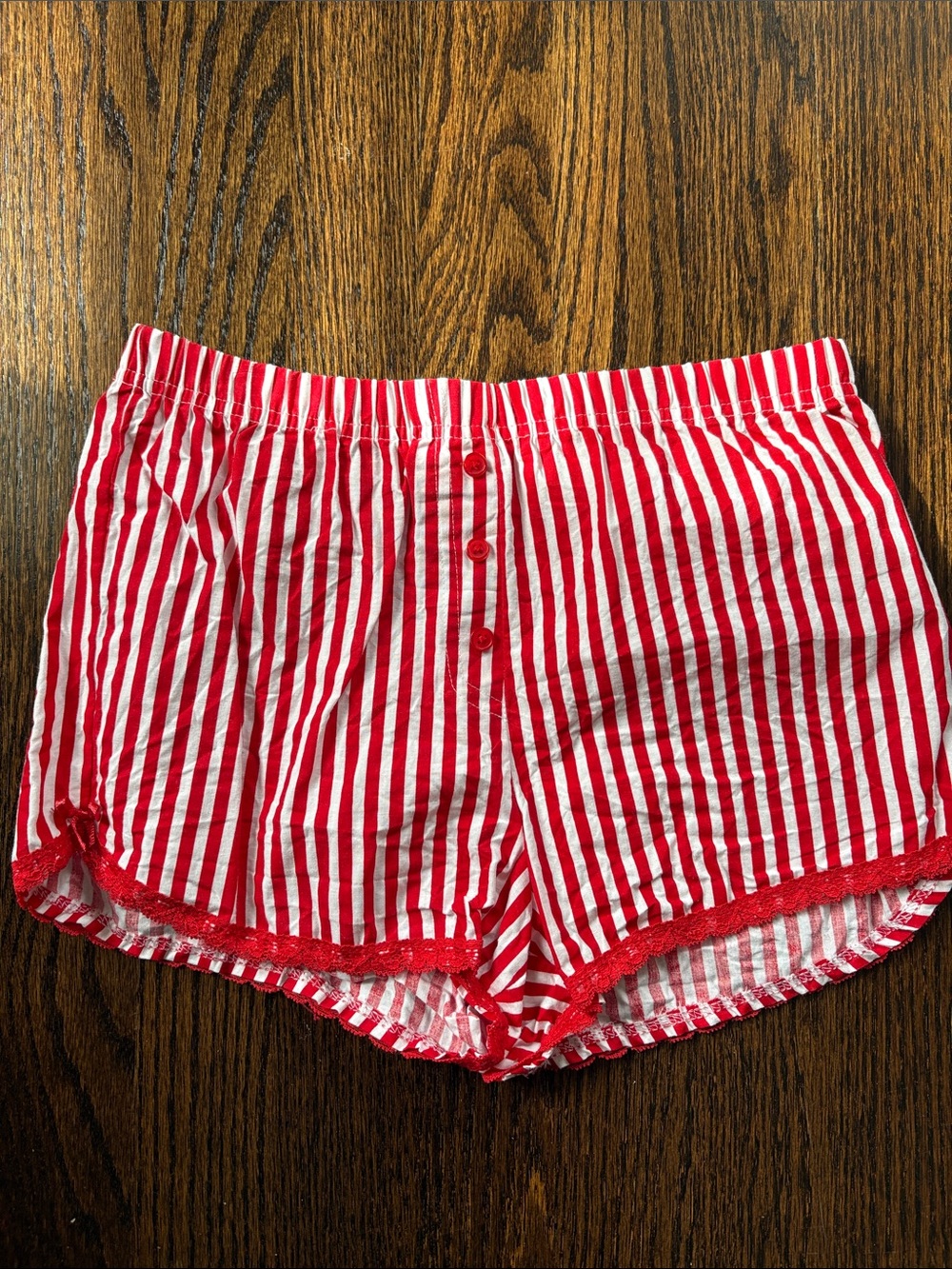 Kids Red & White Striped Athletic Lounge Shorts
